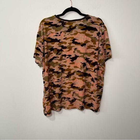 We the Free women's camo pink short sleeve burnt velvet casual sheer top in M - Picture 6 of 8